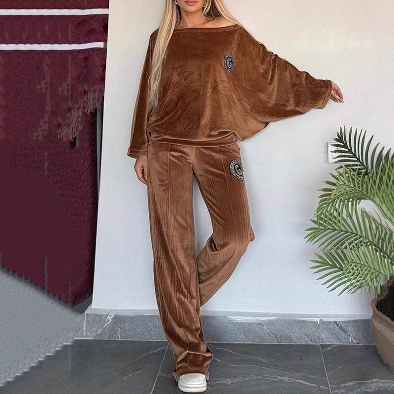 đRabais saisonnier 54%đEnsemble dĂ©contractĂ© et confortable pour femme - Haut doux Ă manches chauve-souris et pantalon Ă jambes larges