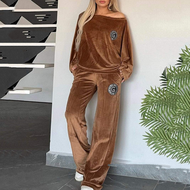 đRabais saisonnier 54%đEnsemble dĂ©contractĂ© et confortable pour femme - Haut doux Ă manches chauve-souris et pantalon Ă jambes larges