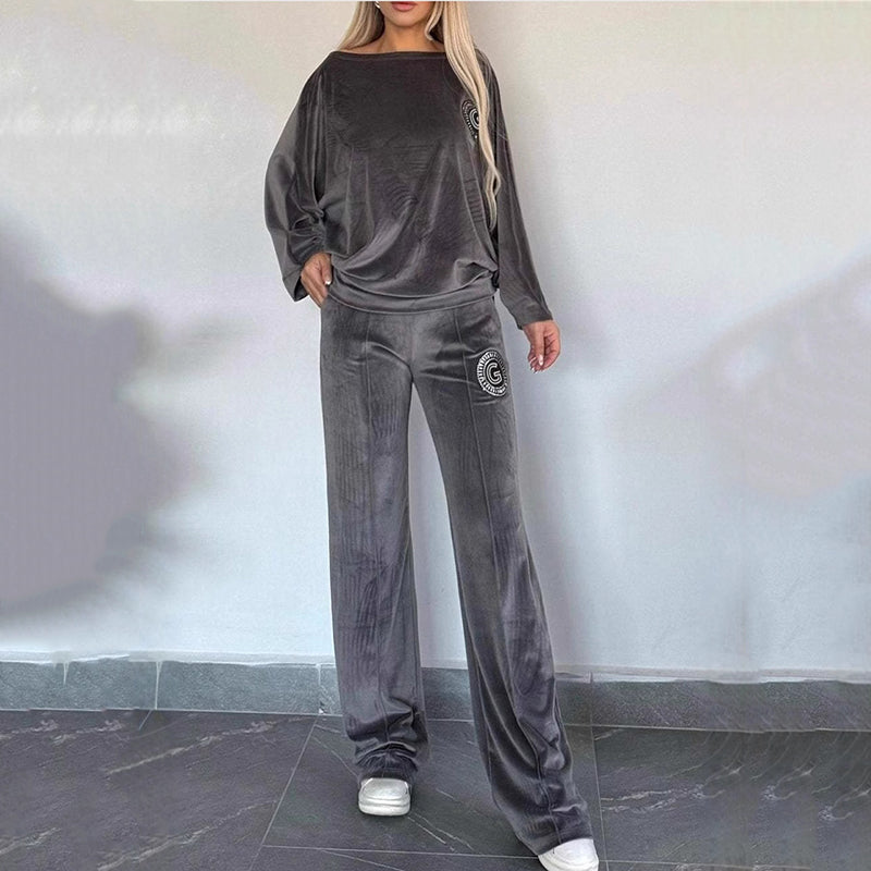 đRabais saisonnier 54%đEnsemble dĂ©contractĂ© et confortable pour femme - Haut doux Ă manches chauve-souris et pantalon Ă jambes larges