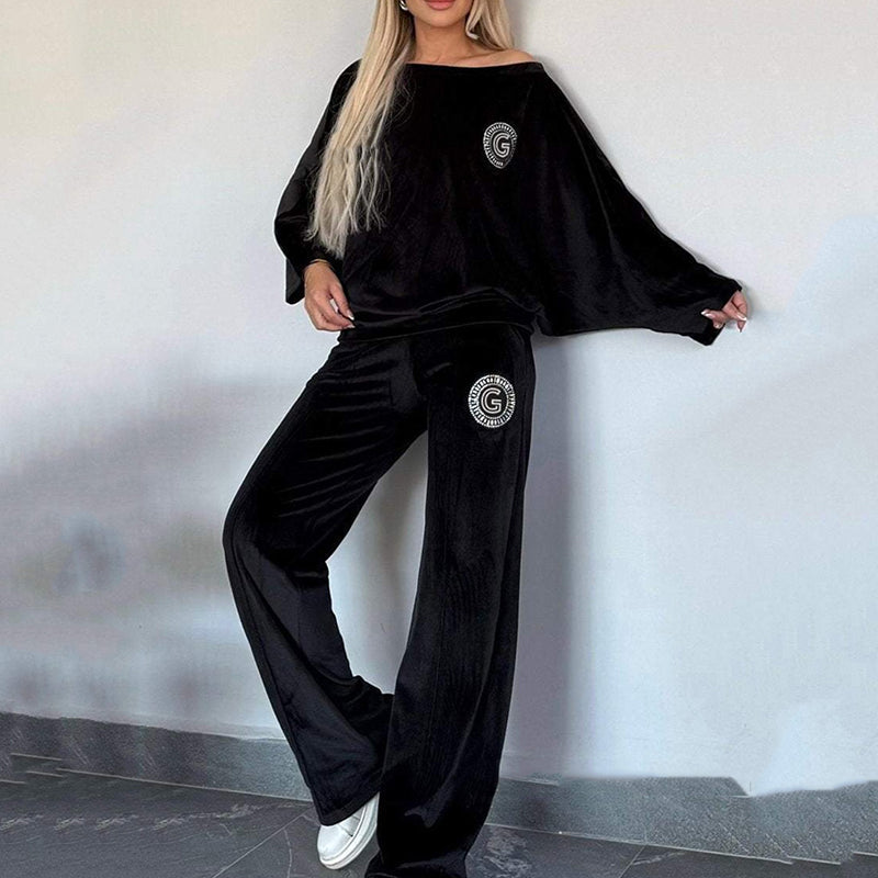 đRabais saisonnier 54%đEnsemble dĂ©contractĂ© et confortable pour femme - Haut doux Ă manches chauve-souris et pantalon Ă jambes larges
