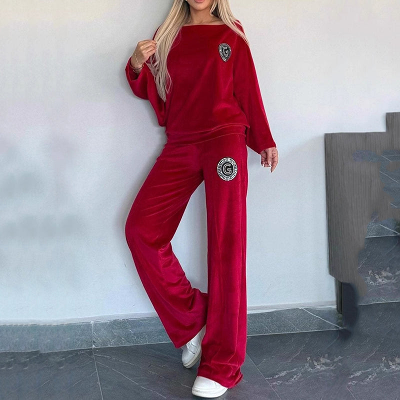 đRabais saisonnier 54%đEnsemble dĂ©contractĂ© et confortable pour femme - Haut doux Ă manches chauve-souris et pantalon Ă jambes larges