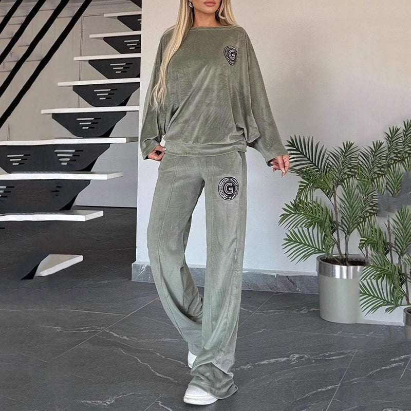 đRabais saisonnier 54%đEnsemble dĂ©contractĂ© et confortable pour femme - Haut doux Ă manches chauve-souris et pantalon Ă jambes larges