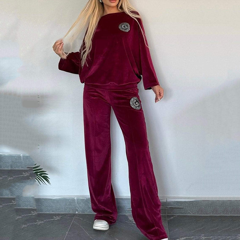 đRabais saisonnier 54%đEnsemble dĂ©contractĂ© et confortable pour femme - Haut doux Ă manches chauve-souris et pantalon Ă jambes larges