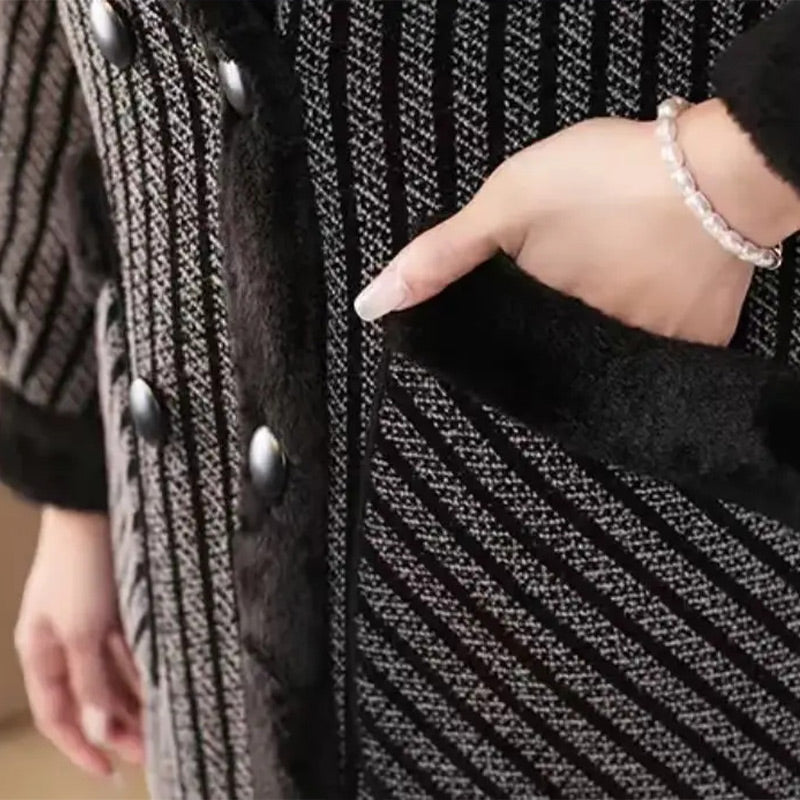 đ„Offre spĂ©ciale 55% de rĂ©ductionđ„ Manteau croisĂ© pour femme avec doublure en peluche