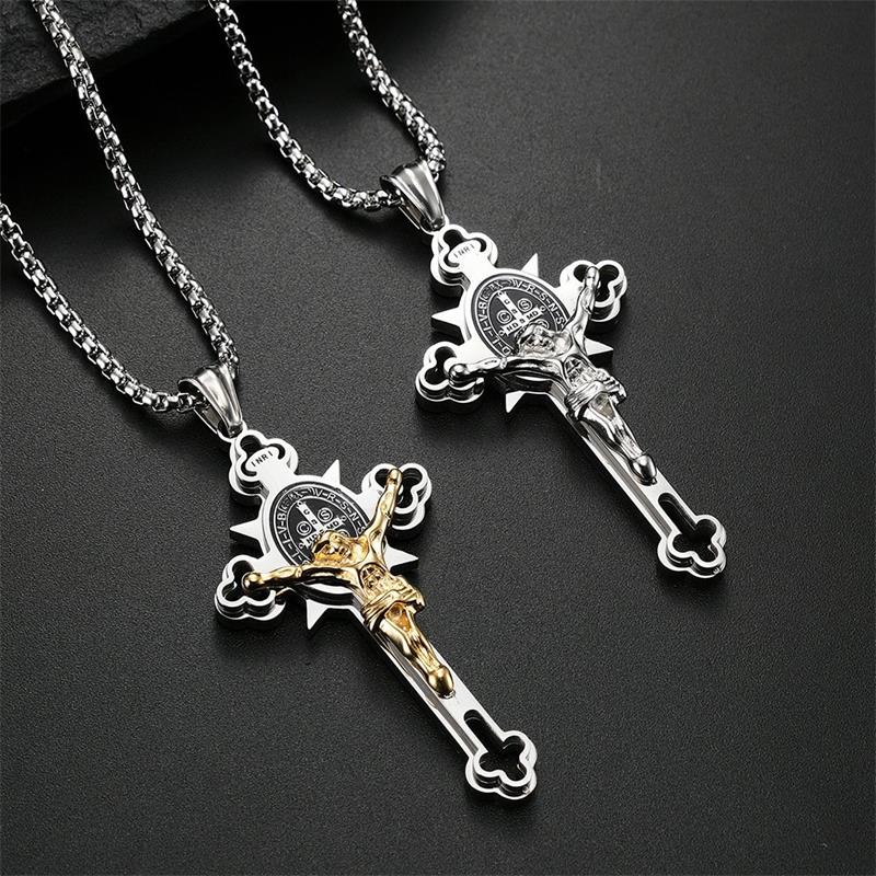 🎁53% DE RÉDUCTION⏳Collier avec pendentif en croix de protection Benoît XVI