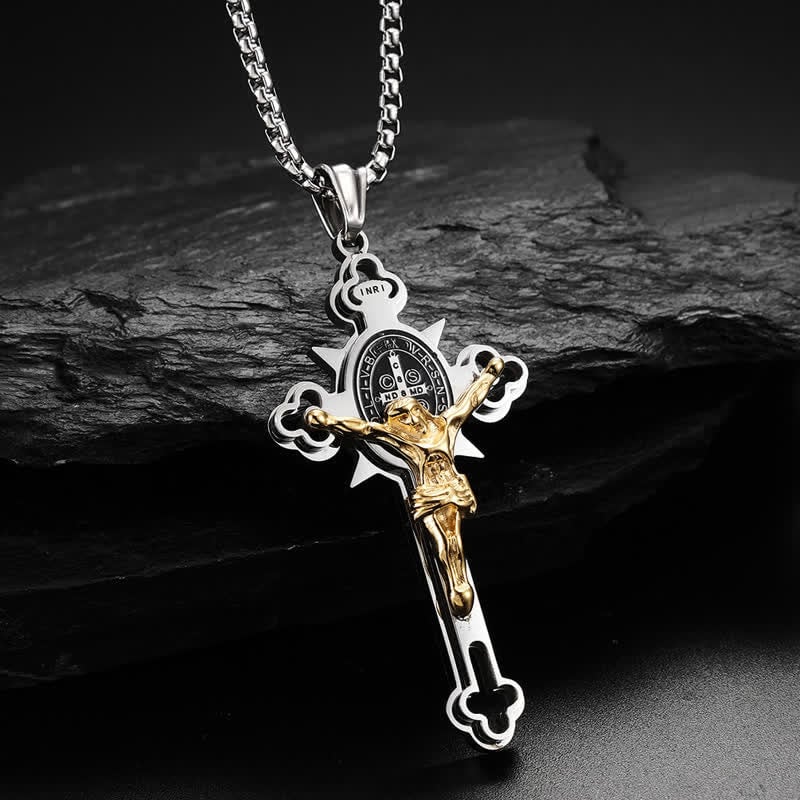 🎁53% DE RÉDUCTION⏳Collier avec pendentif en croix de protection Benoît XVI