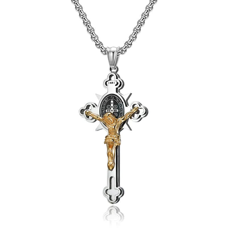 🎁53% DE RÉDUCTION⏳Collier avec pendentif en croix de protection Benoît XVI