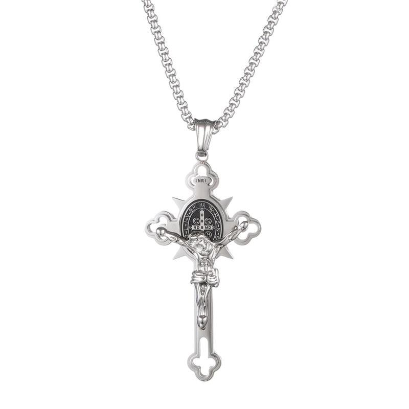 🎁53% DE RÉDUCTION⏳Collier avec pendentif en croix de protection Benoît XVI