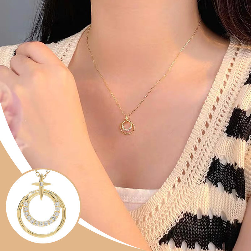 ✨️50% de réduction✨️Collier Circulaire à Étoile à Quatre Branches Brillante pour Femmes