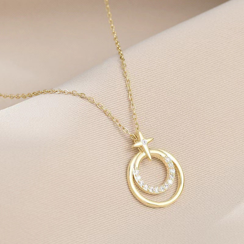 ✨️50% de réduction✨️Collier Circulaire à Étoile à Quatre Branches Brillante pour Femmes