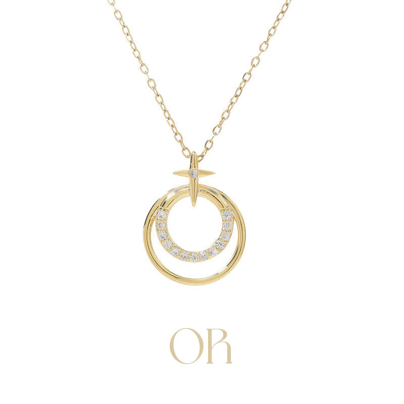 ✨️50% de réduction✨️Collier Circulaire à Étoile à Quatre Branches Brillante pour Femmes