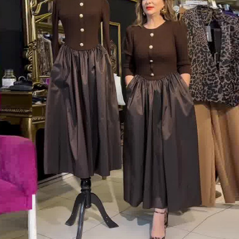 🎅Remise du Nouvel An 55%🥰Robe longue élégante à blocs de couleurs pour femmes