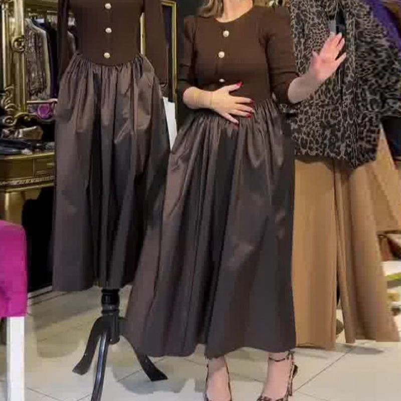 🎅Remise du Nouvel An 55%🥰Robe longue élégante à blocs de couleurs pour femmes