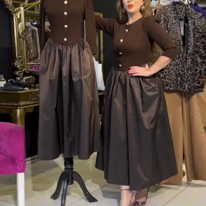 🎅Remise du Nouvel An 55%🥰Robe longue élégante à blocs de couleurs pour femmes