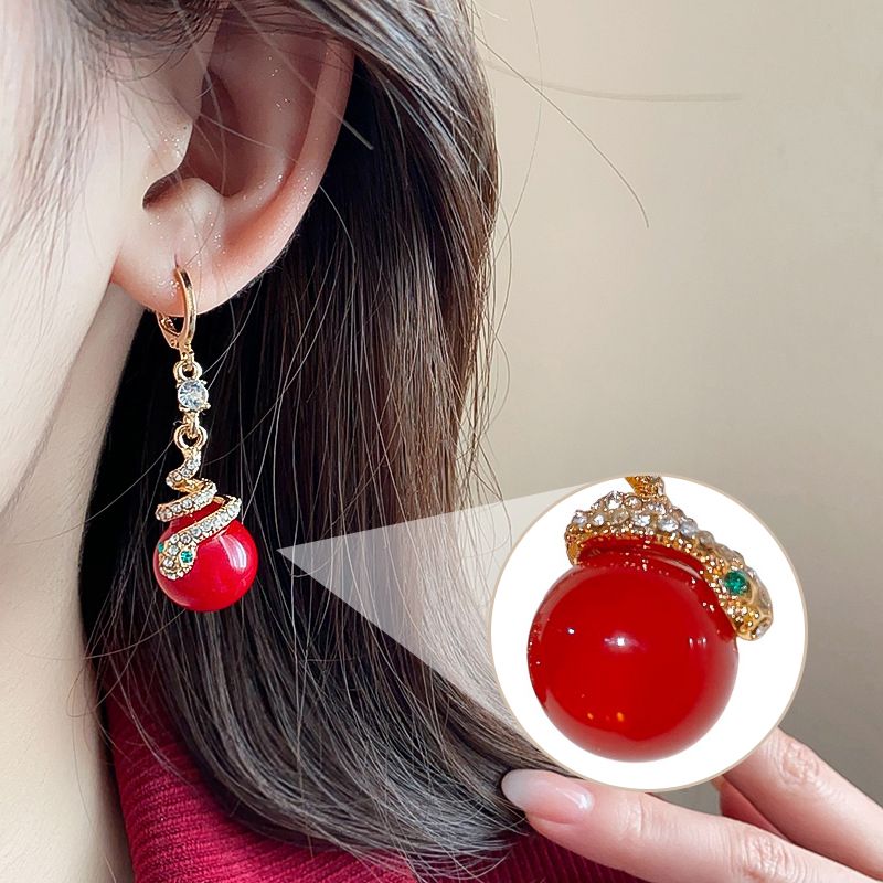 ✨️50% de réduction✨️Boucles d'Oreilles Plaquées Or de Serpent avec Perles