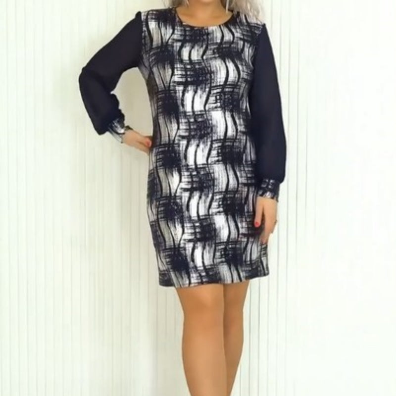 💕👗Elégante robe à encolure ronde et manches longues✨.