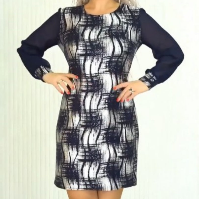 💕👗Elégante robe à encolure ronde et manches longues✨.
