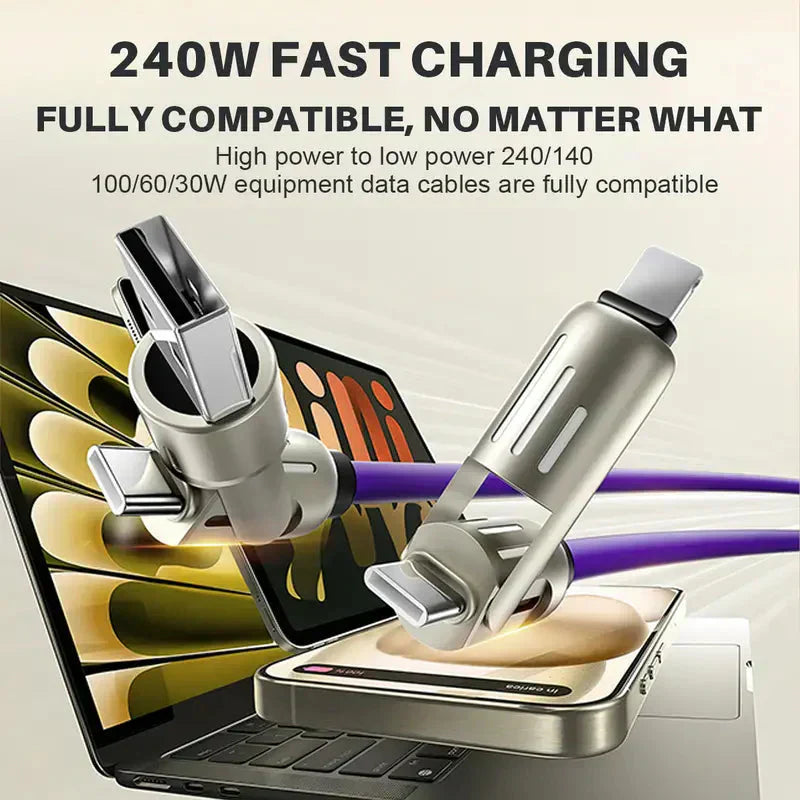 🔥 Câble de charge USB 4-en-1 mFish charge rapide MAX 240W