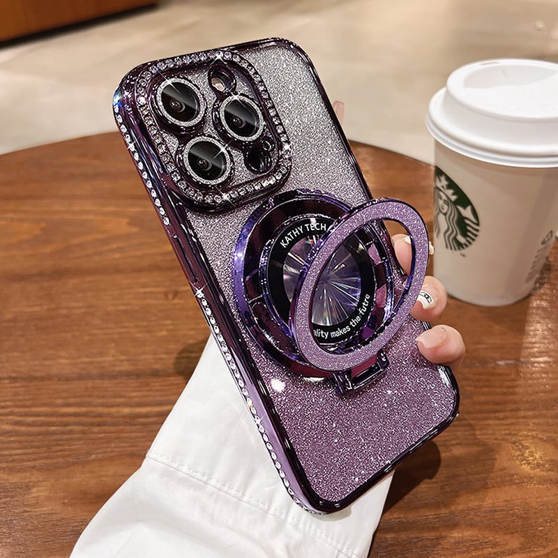 🎁2025 VENTE HOTS🎉💝Étui magnétique pour iPhone avec support invisible et strass pailletés