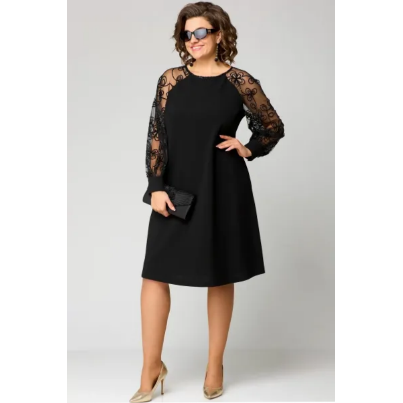 🔥50% de réduction saisonnière🔥Robe patchwork en dentelle à encolure ronde et manches longues