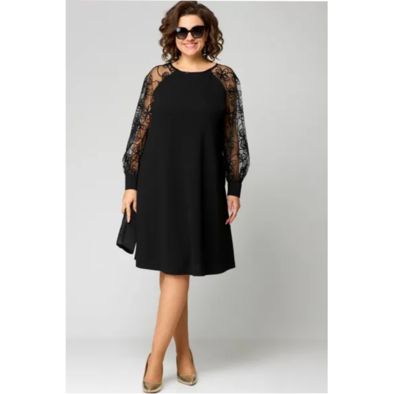 🔥50% de réduction saisonnière🔥Robe patchwork en dentelle à encolure ronde et manches longues