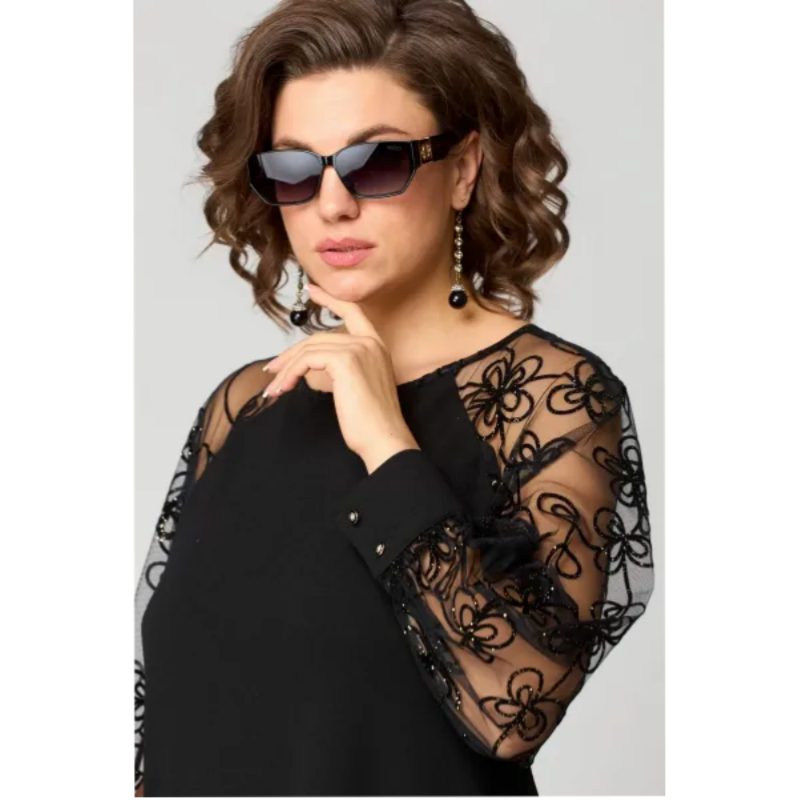 🔥50% de réduction saisonnière🔥Robe patchwork en dentelle à encolure ronde et manches longues