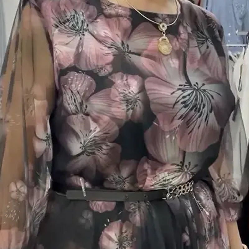 🌸50% de réduction🌸Robe élégante à volants en tulle fleuri pour femme