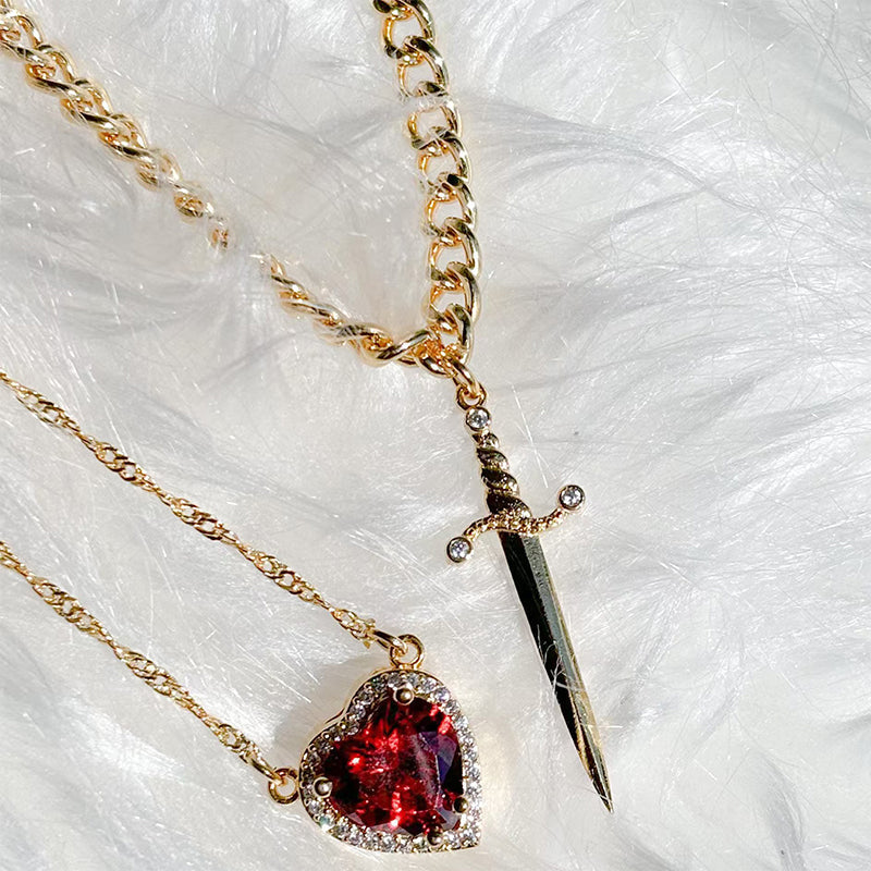💥 Soldes du dernier jour -50 % 💖 Collier pour couple cœur et épée