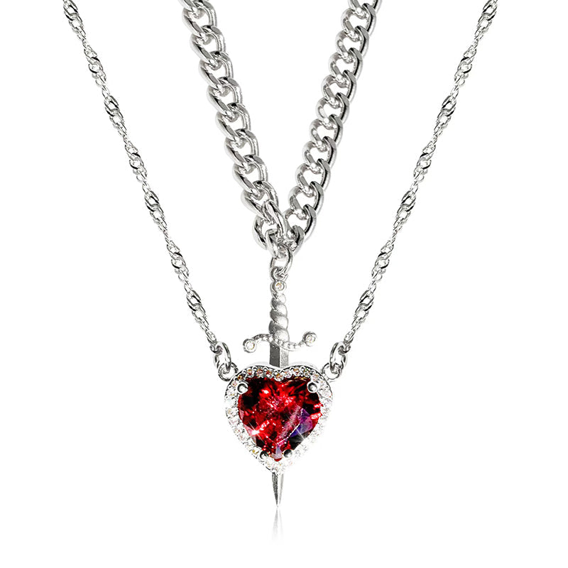 💥 Soldes du dernier jour -50 % 💖 Collier pour couple cœur et épée
