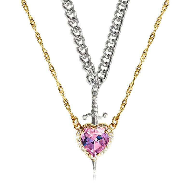 💥 Soldes du dernier jour -50 % 💖 Collier pour couple cœur et épée