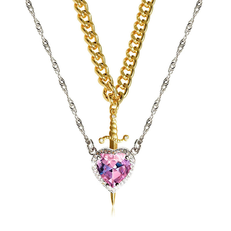 💥 Soldes du dernier jour -50 % 💖 Collier pour couple cœur et épée