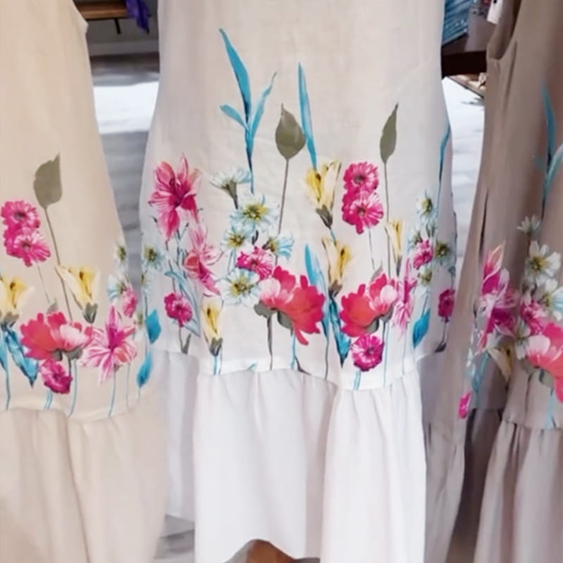 🌸Promotions de printemps🌸Robe ample sans manches pour femme avec décolleté rond à fleurs