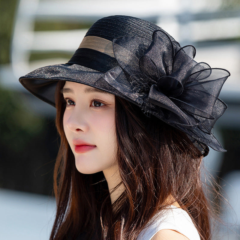 👒Fabrication artisanale de haute qualité🔥Chapeau à fleurs à large bord à la mode, protection contre les UV