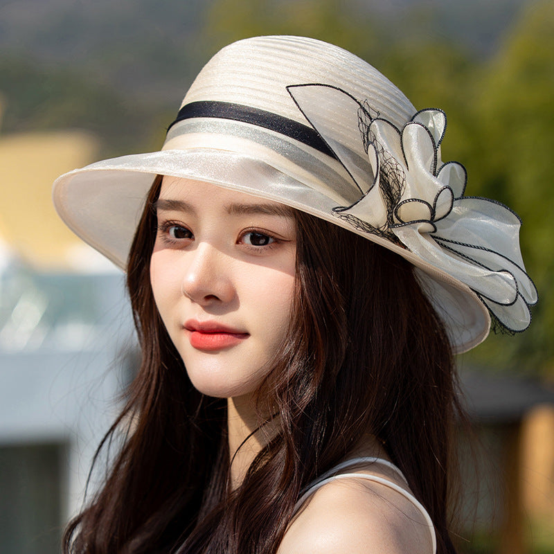 👒Fabrication artisanale de haute qualité🔥Chapeau à fleurs à large bord à la mode, protection contre les UV