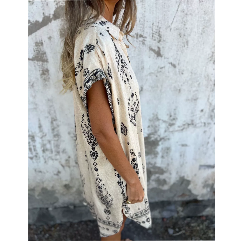 đ52% de rĂ©ductionđClassic robe en coton lin imprimĂ©ăS-3XLă