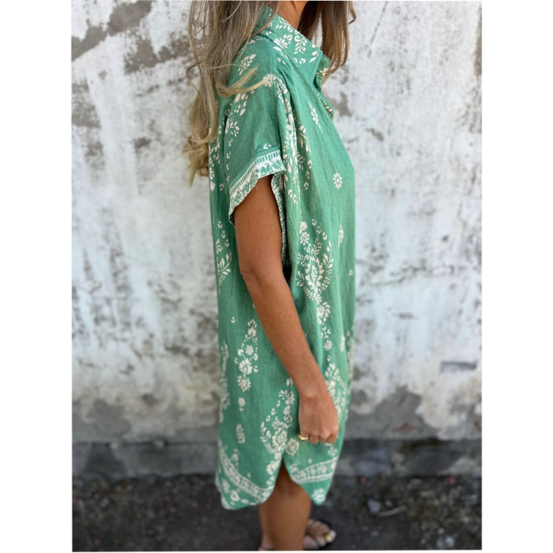 đ52% de rĂ©ductionđClassic robe en coton lin imprimĂ©ăS-3XLă