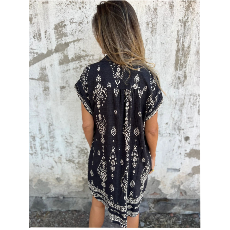 đ52% de rĂ©ductionđClassic robe en coton lin imprimĂ©ăS-3XLă