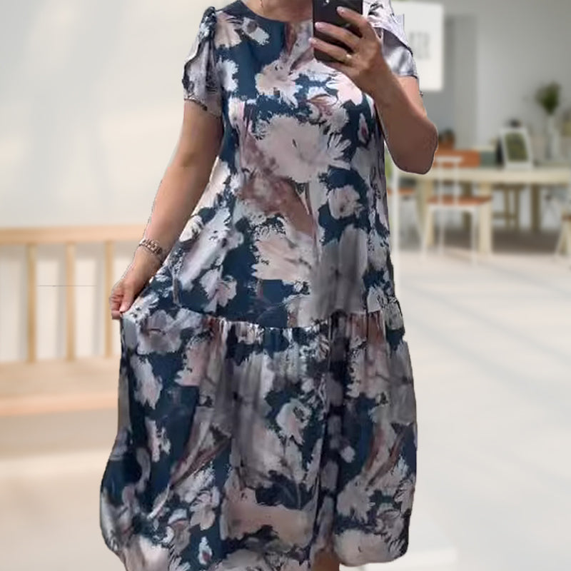 đDĂ©but de l'Ă©tĂ© NouveauâšRobe ample Ă col rond et manches courtes Ă fleurs