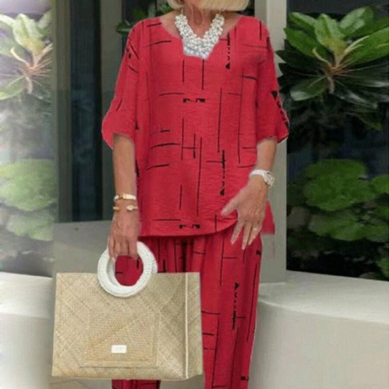 đ„rĂ©duction de moitiĂ©đ„Top et pantalon amples Ă demi-manches pour femmes