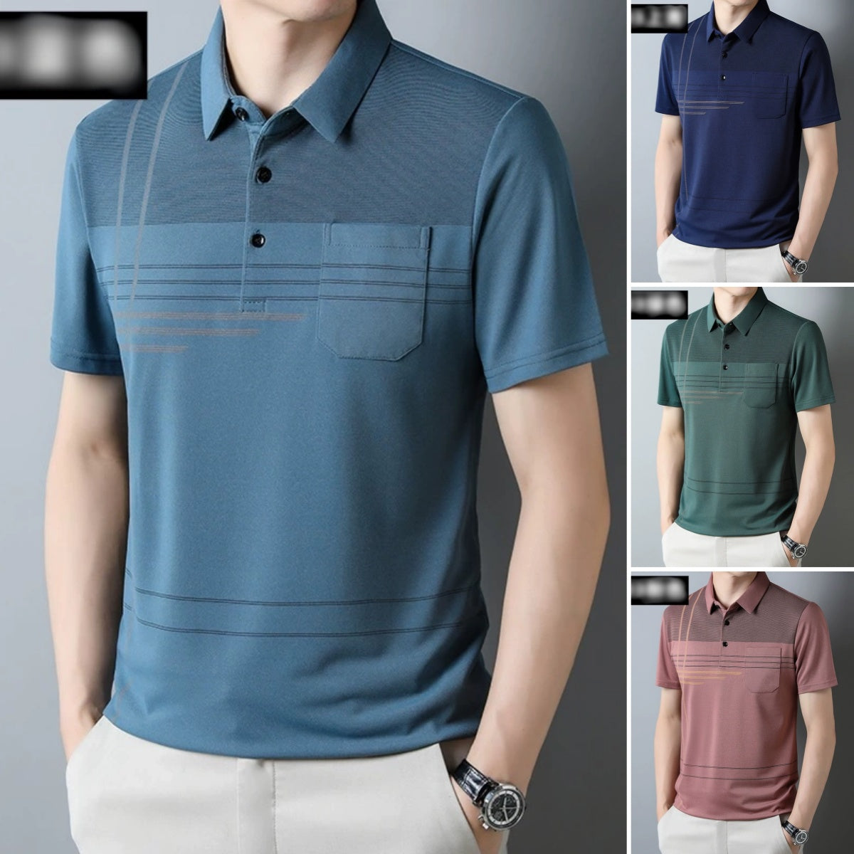 ☄️Vente chaude de printemps🎉T-shirt à revers à manches courtes pour hommes