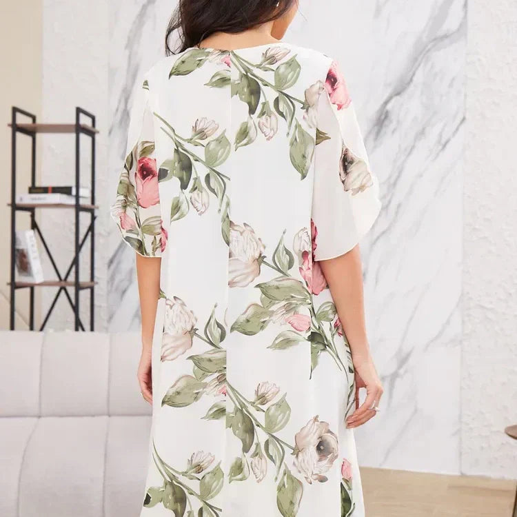 🌹Nouveaux produits du printemps🌹 Robe en mousseline avec pétales évasés de rose