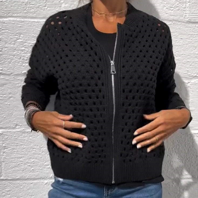 đ„Printemps 54% de rĂ©ductionđ„Veste zippĂ©e en tricot pour femmes avec dĂ©coupes