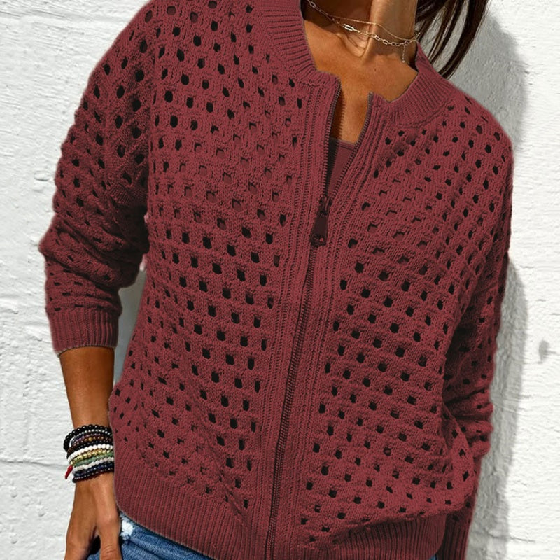 đ„Printemps 54% de rĂ©ductionđ„Veste zippĂ©e en tricot pour femmes avec dĂ©coupes
