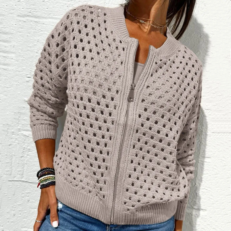 đ„Printemps 54% de rĂ©ductionđ„Veste zippĂ©e en tricot pour femmes avec dĂ©coupes