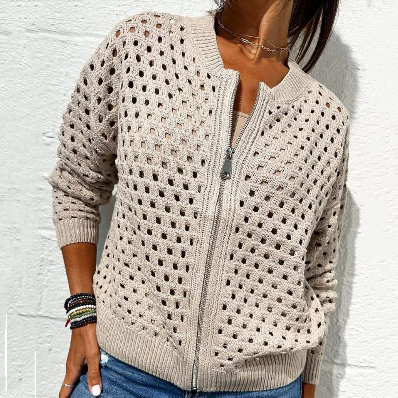 đ„Printemps 54% de rĂ©ductionđ„Veste zippĂ©e en tricot pour femmes avec dĂ©coupes