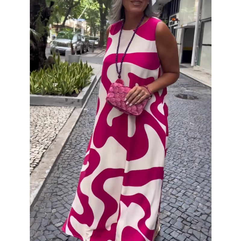 đ„SpĂ©cial Ă©tĂ© 53% de rĂ©ductionđ„Col rond ImprimĂ© sans manches Casual Fashion Dresses