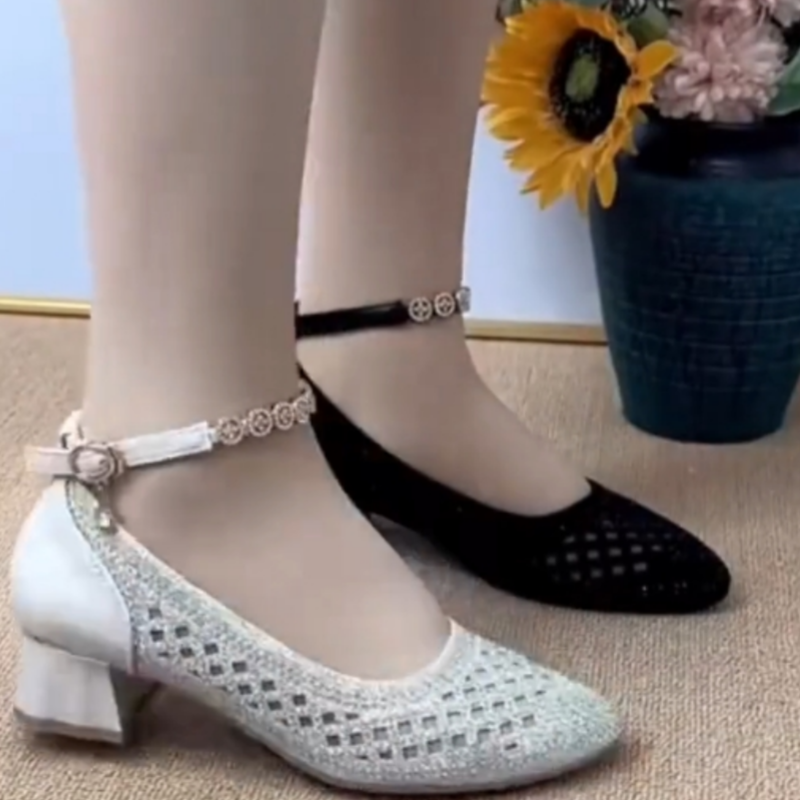 đ Sandales Ă bout pointu en maille dĂ©coupĂ©e pour femmes
