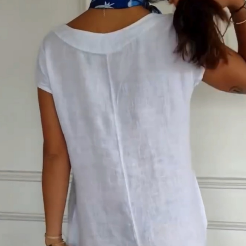 Robe femme à manches courtes et col rond en lin et coton(🔥50% de réduction)
