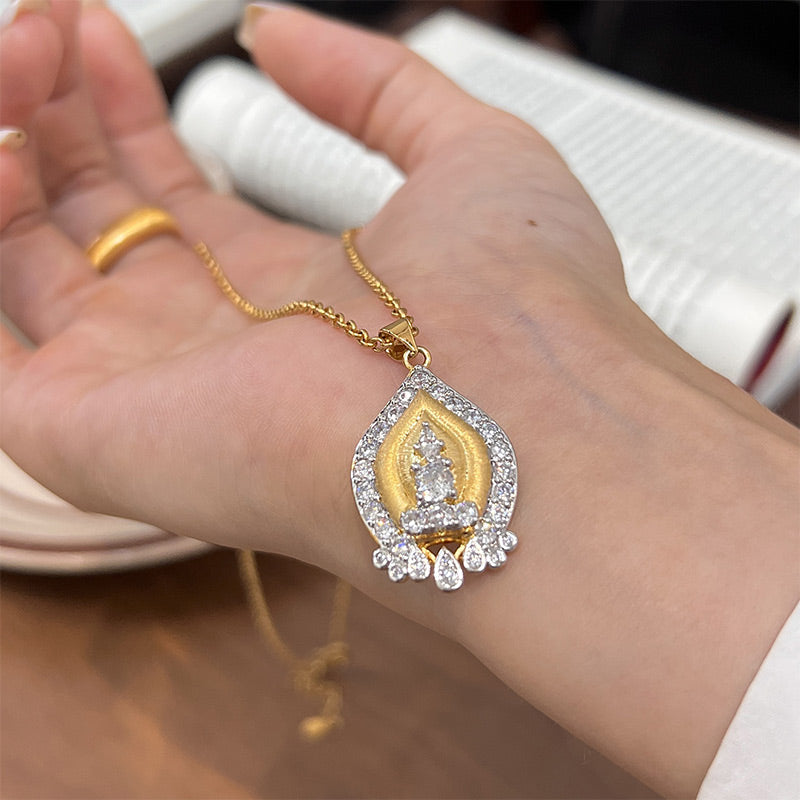 📿✨Pendentif en strass Tour d'or style rétro
