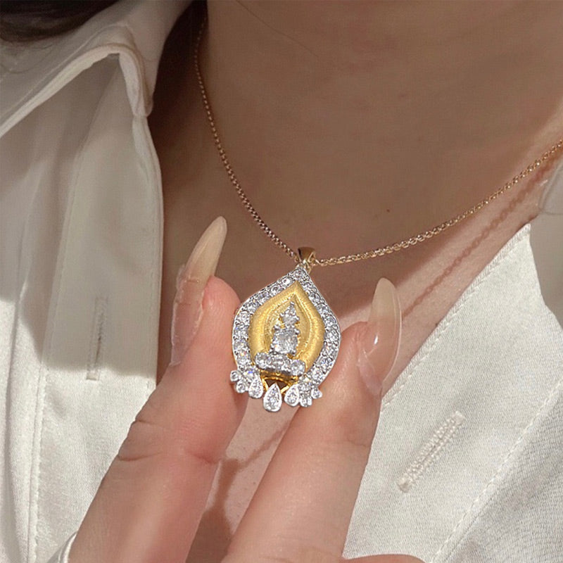 📿✨Pendentif en strass Tour d'or style rétro